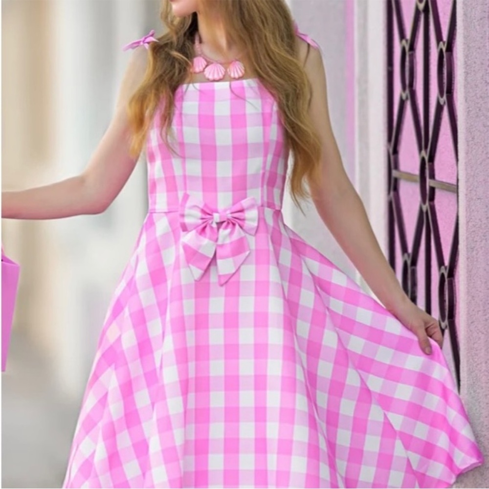 Barbiecore Barbie A Line Pink Gingham Costume Dress Small